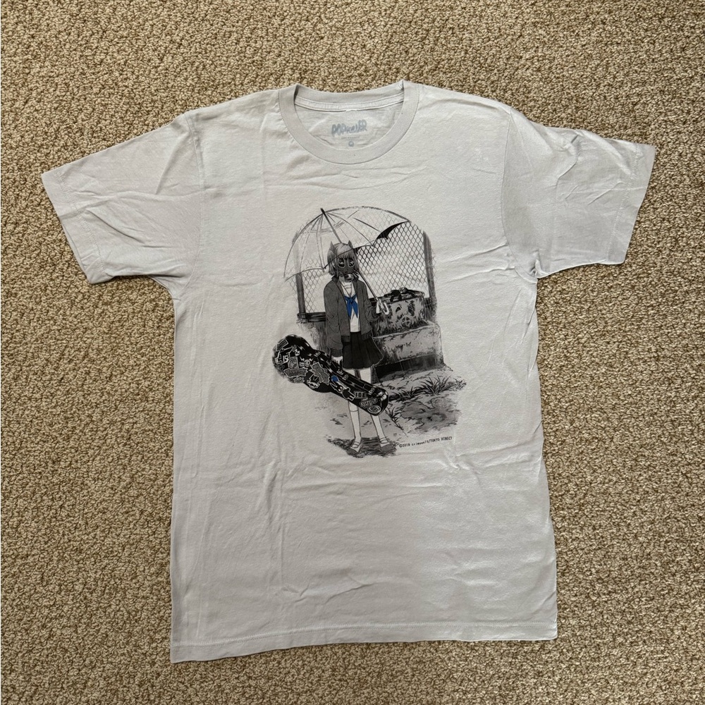 LA Popkiller Gas Mask Girl Graphic Light Grey T-Shirt